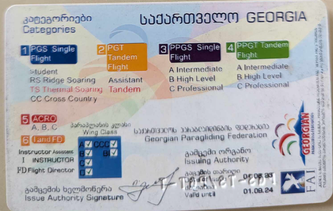 Gudauri Paragliding Certified instructor certification Iralki Kaishauri