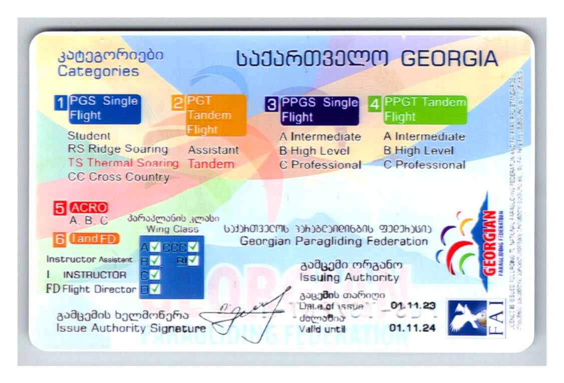 Gudauri Paragliding Certified instructor certification Lasha Lazviashvili