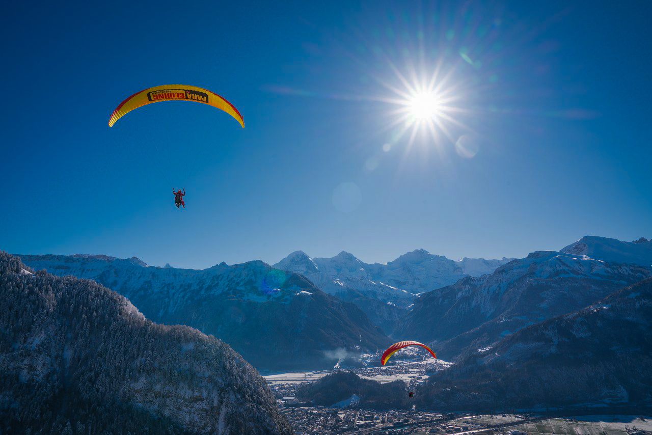 Spring season paragliding gudauri background
