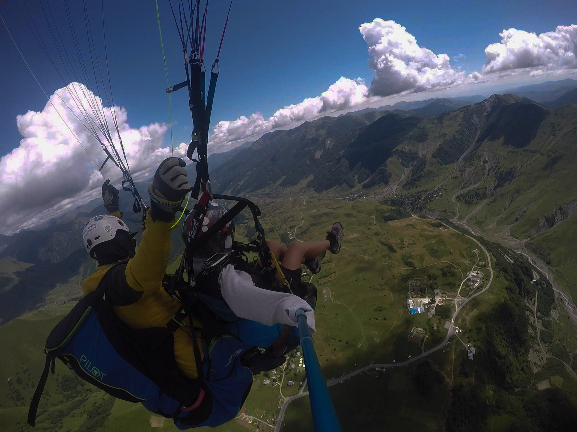 Summer season paragliding gudauri background